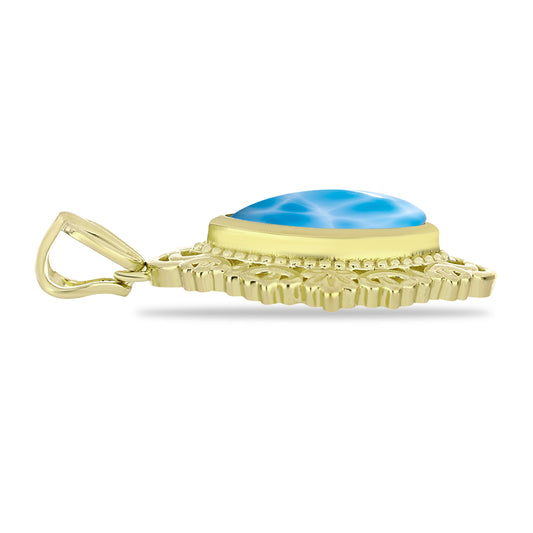 Colgante de Plata Bañada en Oro con Larimar