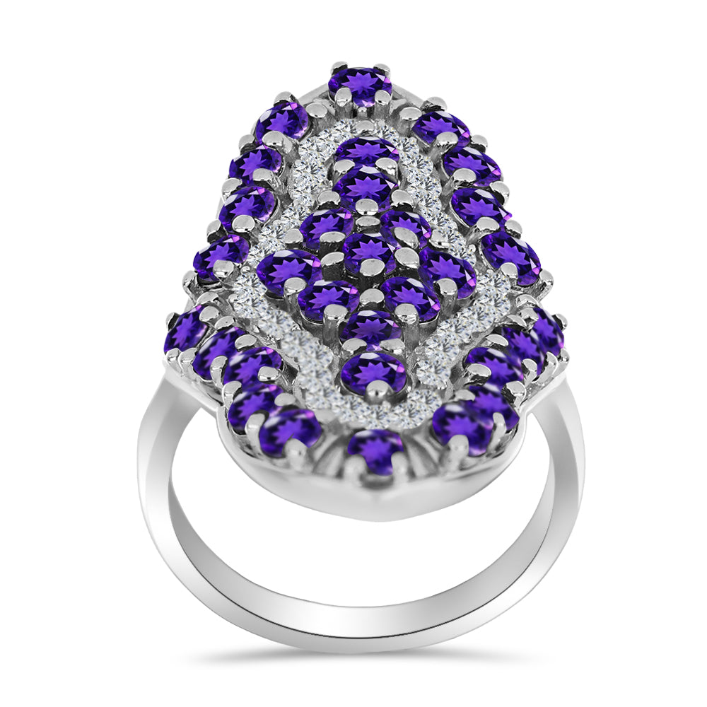 Anillo de Plata con Amatista de Marruecos y Topacio Blanco 3 