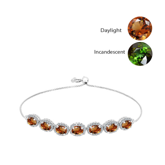 Pulsera de Plata con Zultanita de Anatolia certificado y cultivado en laboratorio y Topacio Blanco
