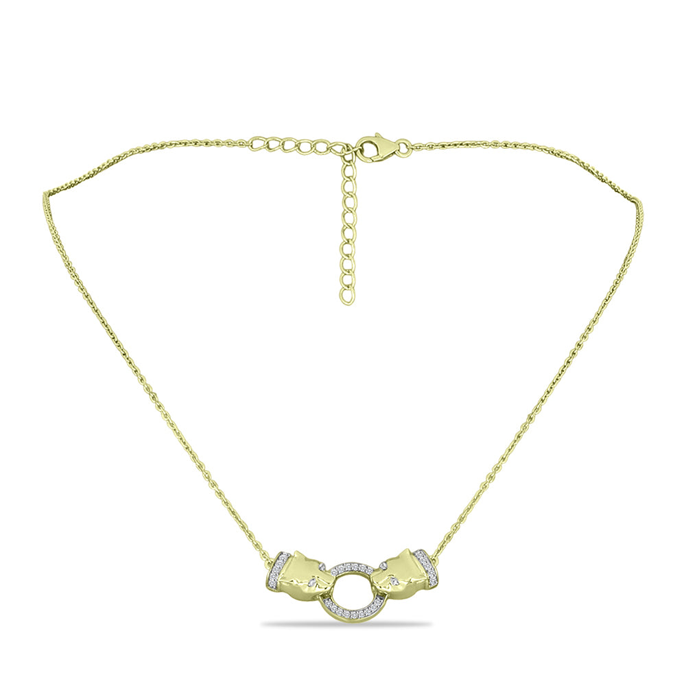 Collar de Plata Bañada en Oro con Diamante blanco y Topacio Blanco 2 