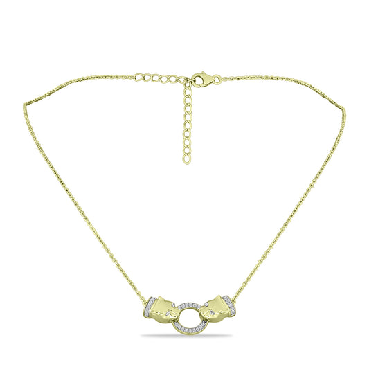 Collar de Plata Bañada en Oro con Diamante blanco y Topacio Blanco
