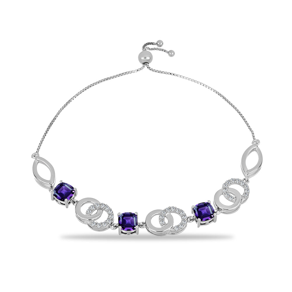 Pulsera de Plata con Amatista de Marruecos y Topacio Blanco 1 