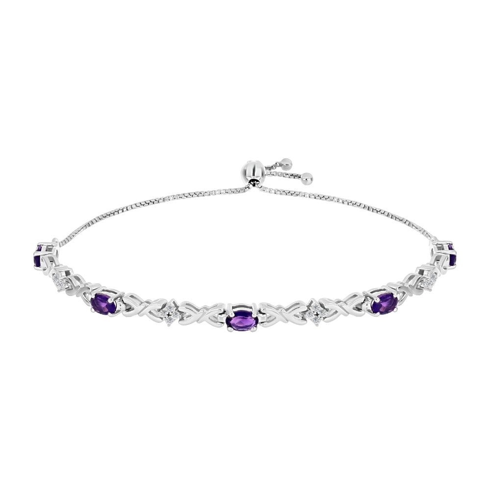 Pulsera de Plata con Amatista de Marruecos y Topacio Blanco 1 