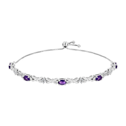 Pulsera de Plata con Amatista de Marruecos y Topacio Blanco