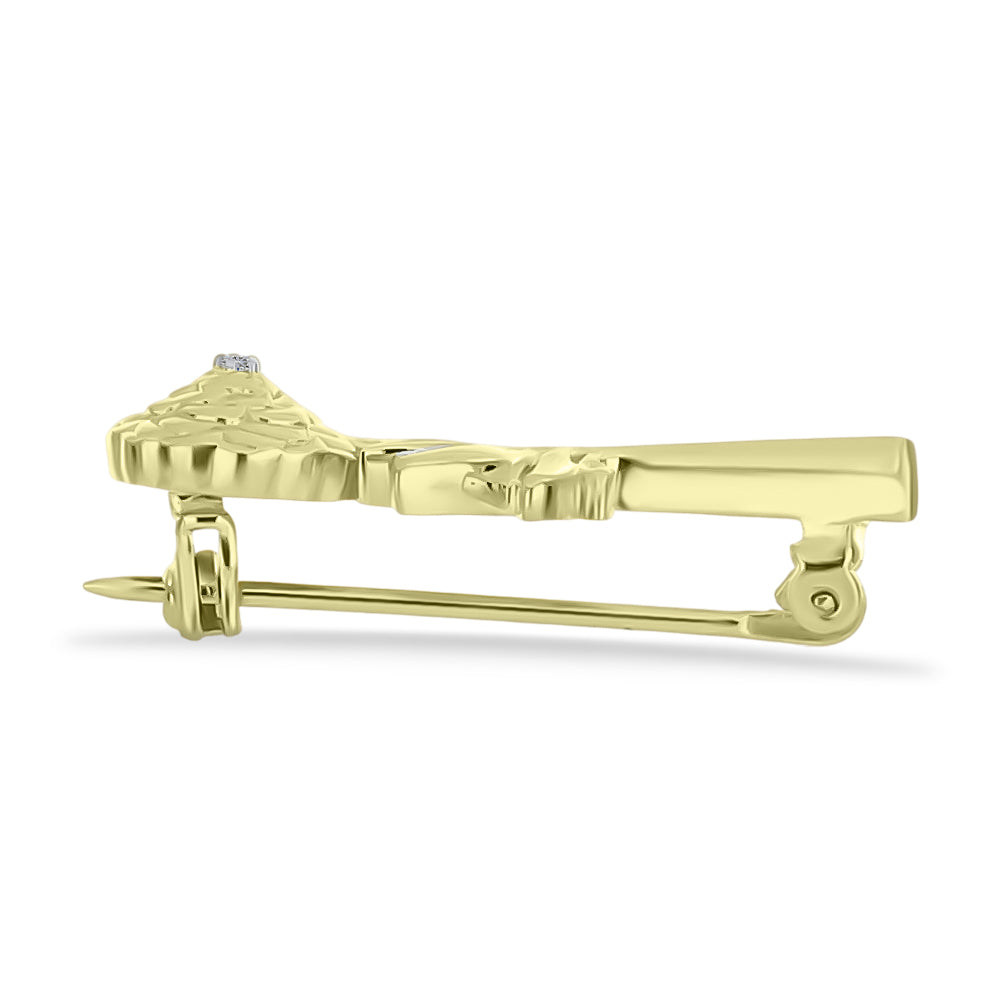 Broche de Plata Bañada en Oro con Diamante blanco 2 
