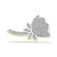 Broche de Plata Bañada en Oro con Diamante blanco y Topacio Blanco