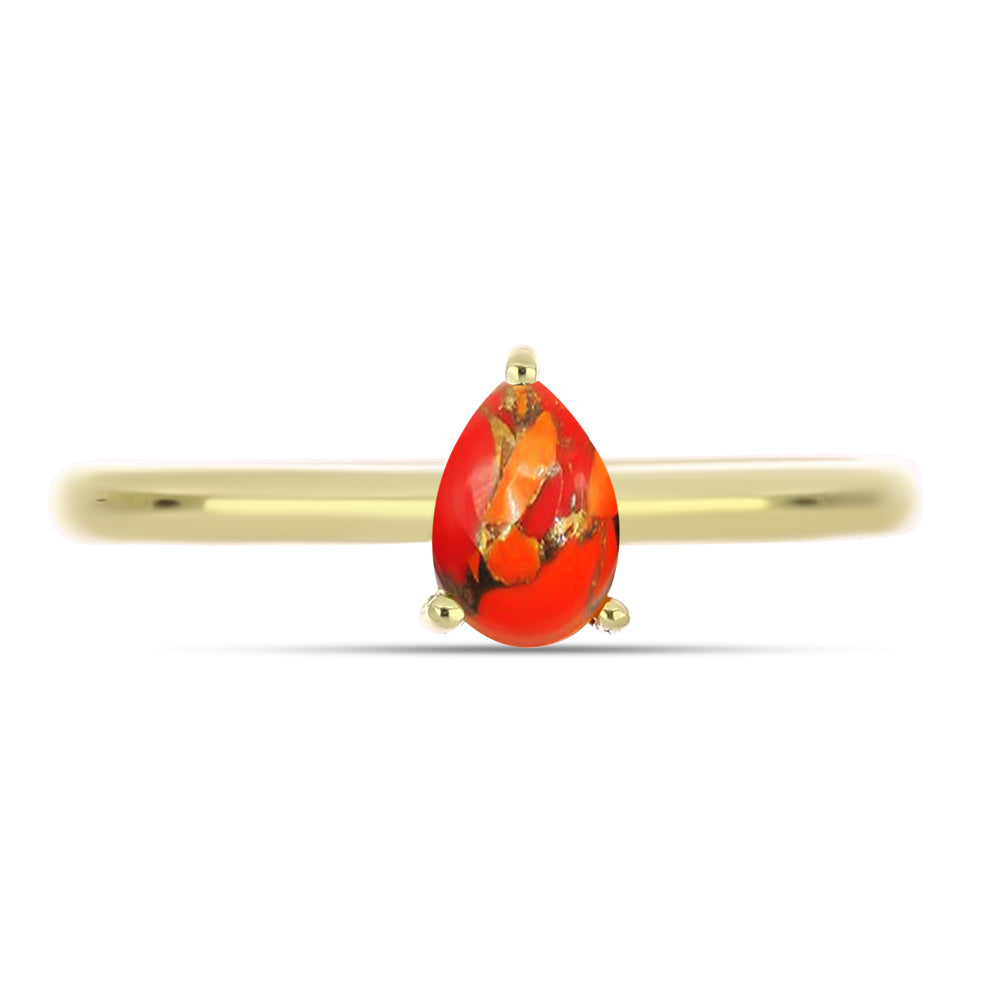 Anillo de Plata Bañada en Oro con Turquesa de Mohave 1 