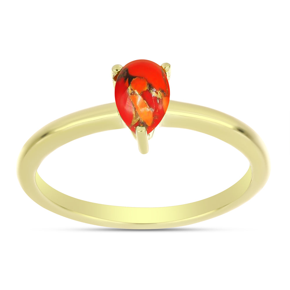 Anillo de Plata Bañada en Oro con Turquesa de Mohave 3 