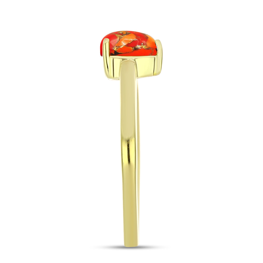 Anillo de Plata Bañada en Oro con Turquesa de Mohave 4 