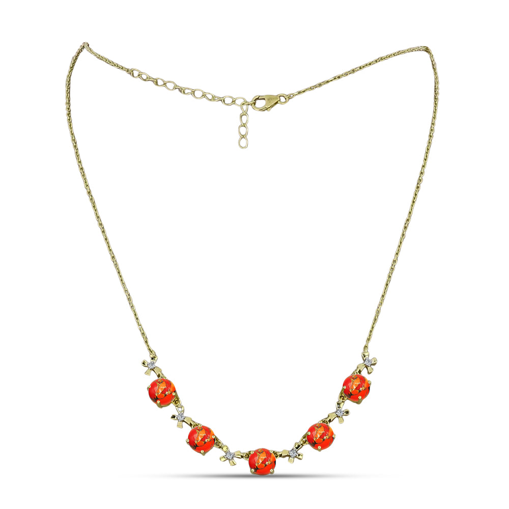 Collar de Plata Bañada en Oro con Turquesa de Mohave y Topacio Blanco 1 