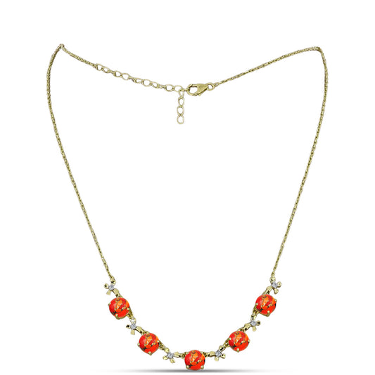 Collar de Plata Bañada en Oro con Turquesa de Mohave y Topacio Blanco