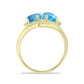 Anillo de Plata Bañada en Oro con Larimar y Topacio Blanco