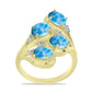 Anillo de Plata Bañada en Oro con Larimar y Topacio Blanco