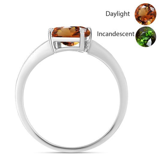 Anillo de Plata con Zultanita de Anatolia certificado y cultivado en laboratorio y Topacio Blanco