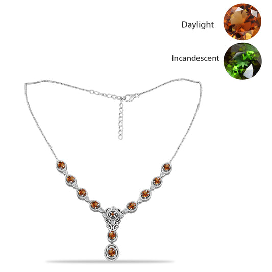 Collar de Plata con Zultanita de Anatolia certificado y cultivado en laboratorio y Topacio Blanco