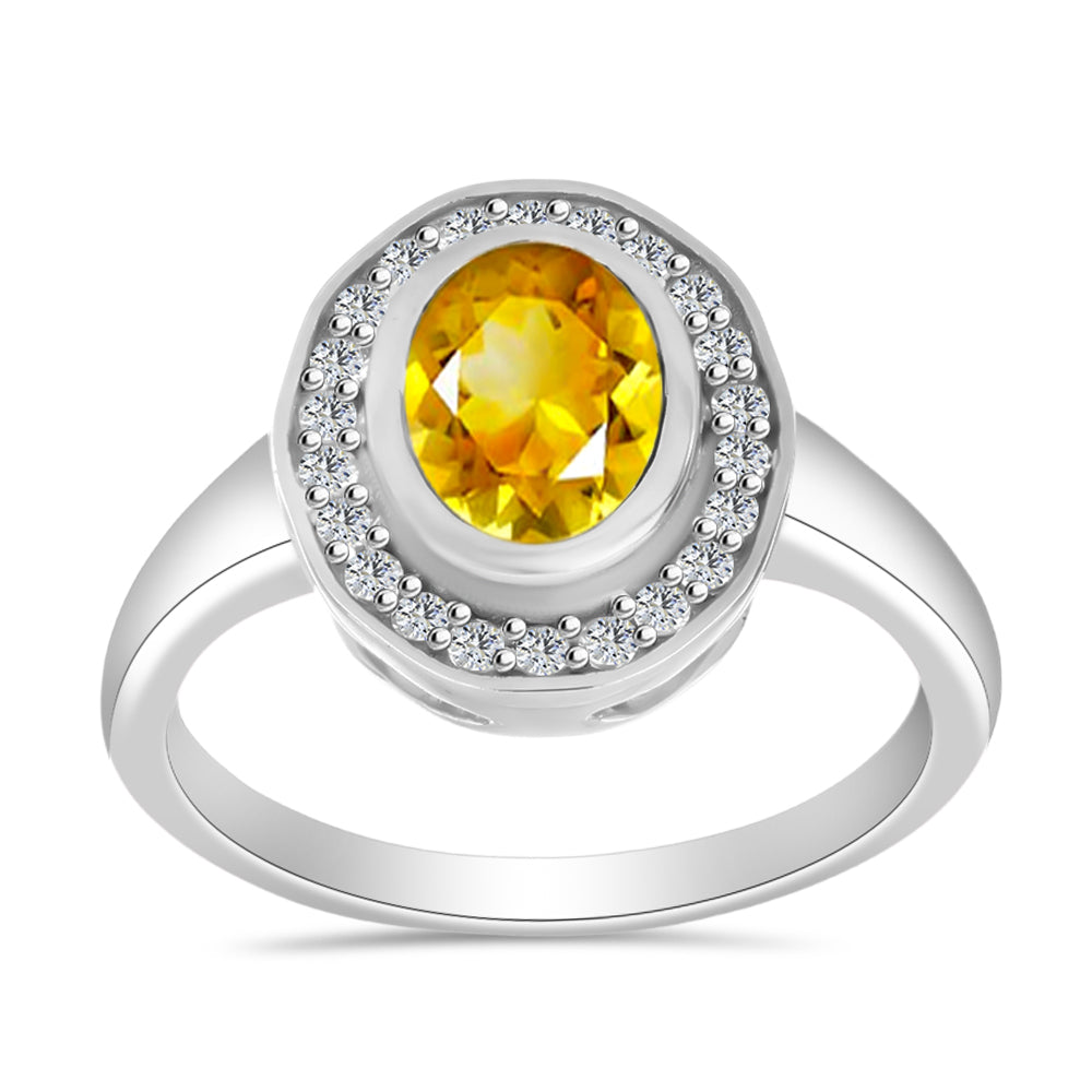 Anillo de Plata con Citrino de Río del Oro y Topacio Blanco 3 