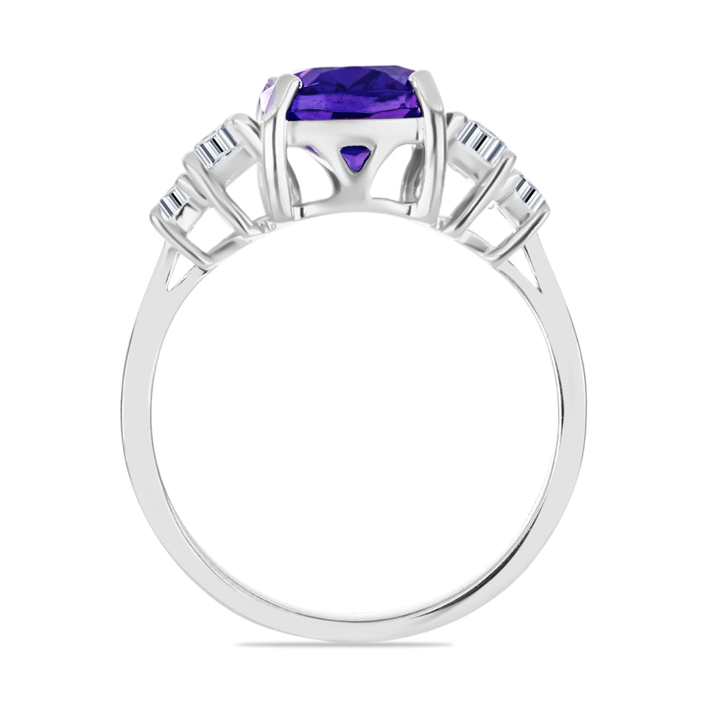 Anillo de Plata con Amatista de Marruecos y Topacio Blanco