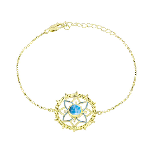 Pulsera de Plata Bañada en Oro con Larimar