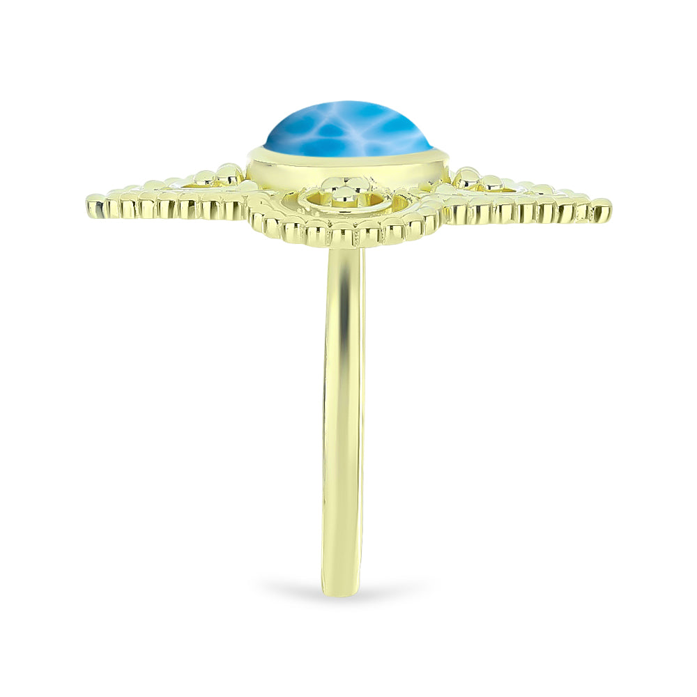 Anillo de Plata Bañada en Oro con Larimar 4 