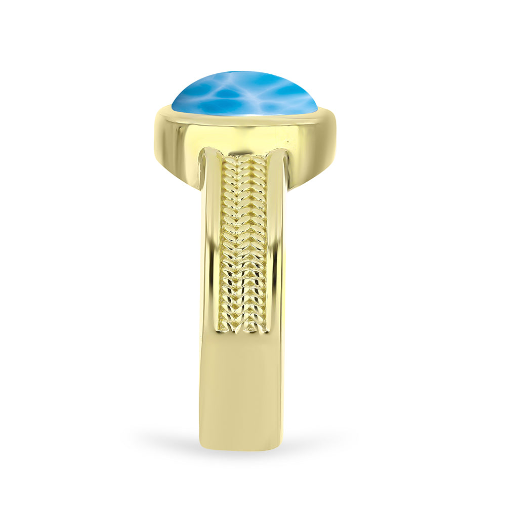 Anillo de Plata Bañada en Oro con Larimar