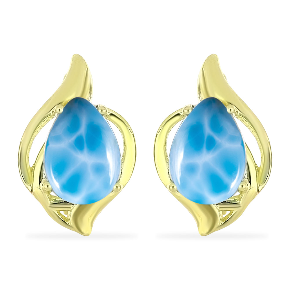 Pendientes de Plata Bañada en Oro con Larimar 1 