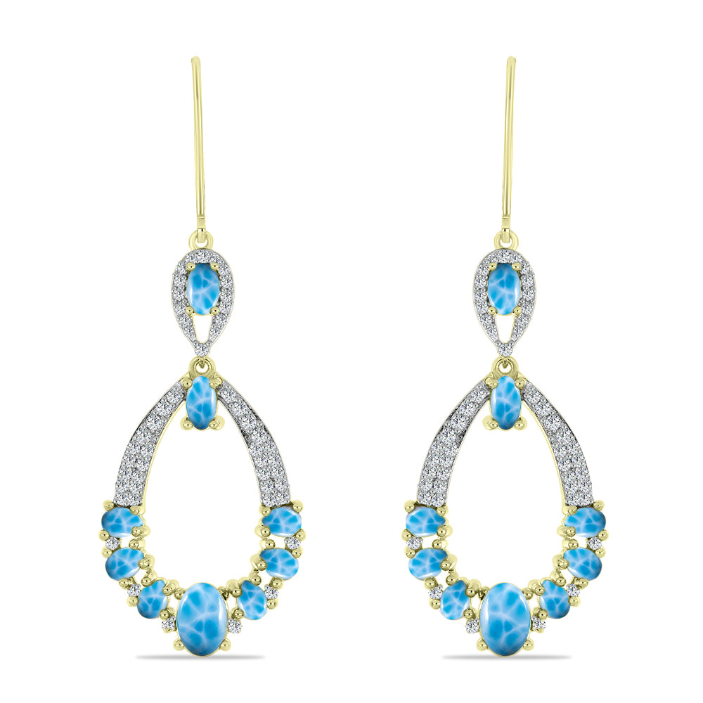 Pendientes de Plata Bañada en Oro con Larimar 1 