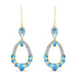 Pendientes de Plata Bañada en Oro con Larimar