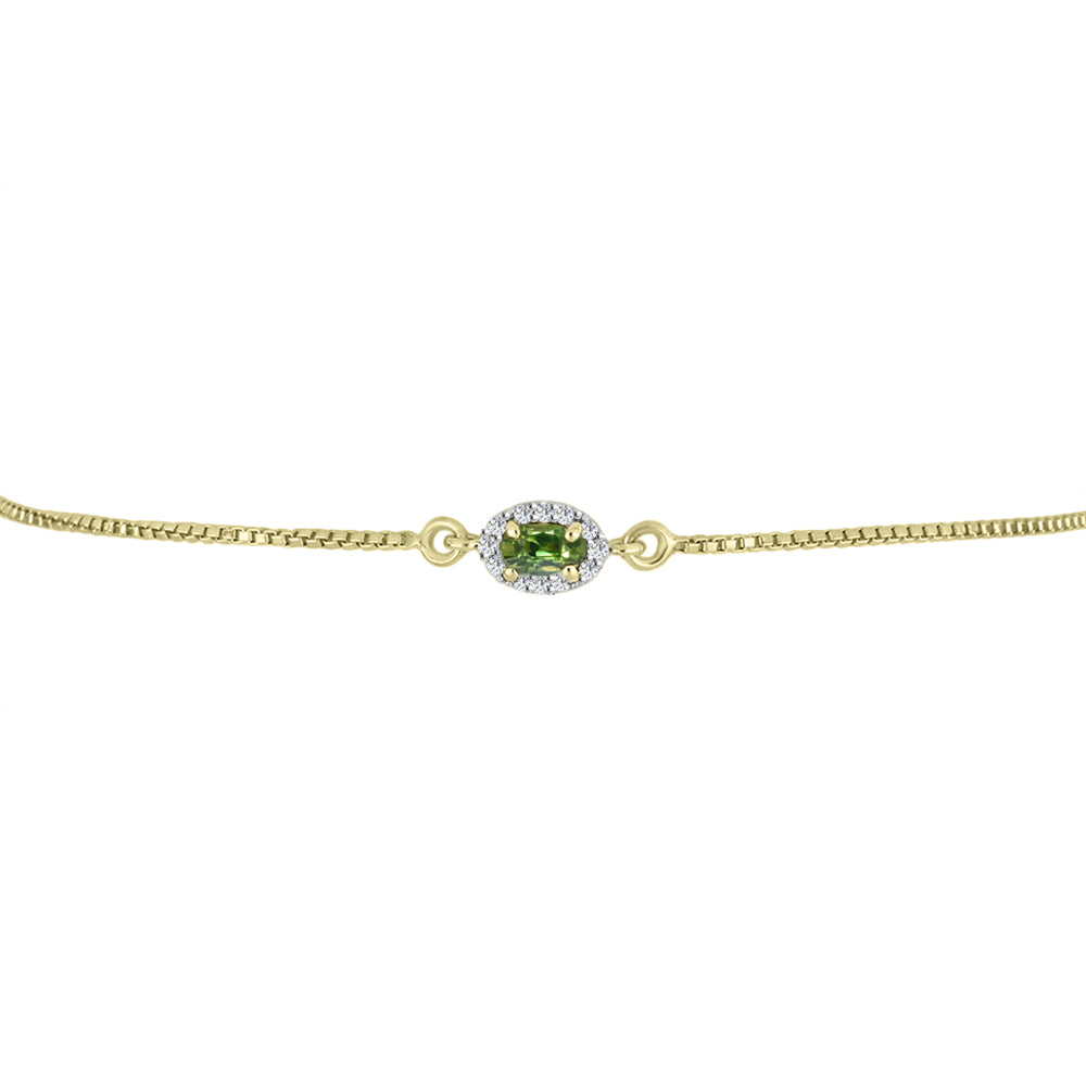 Pulsera de Plata Bañada en Oro con Zafiro Verde y Topacio Blanco 2 