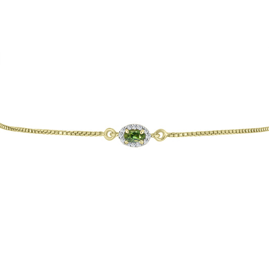 Pulsera de Plata Bañada en Oro con Zafiro Verde y Topacio Blanco