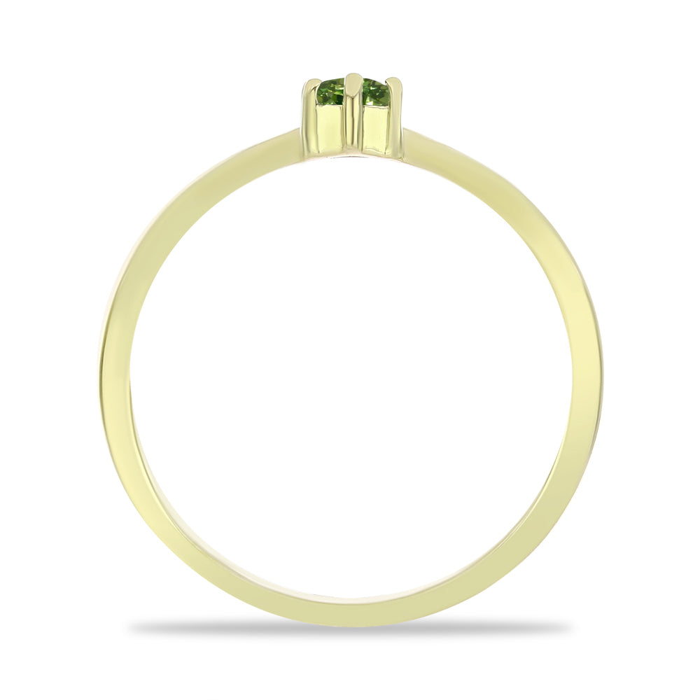 Anillo de Plata Bañada en Oro con Zafiro Verde 2 