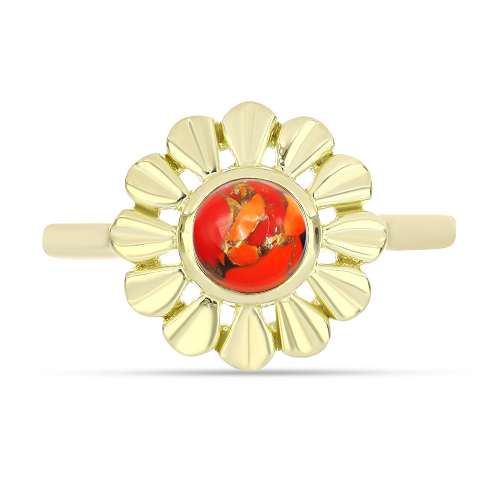 Anillo de Plata Bañada en Oro con Turquesa de Mohave