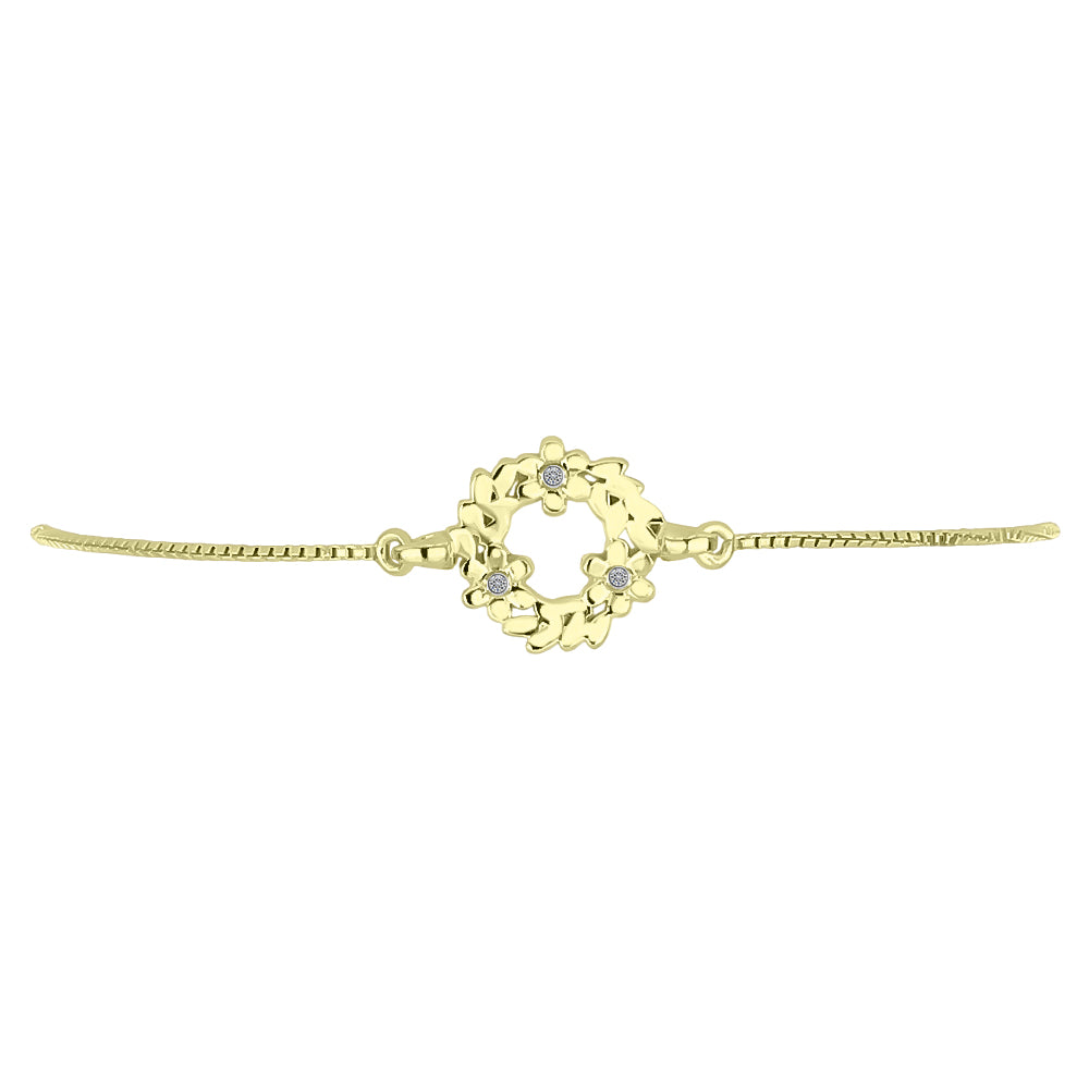 Pulsera de Plata Bañada en Oro con Diamante blanco