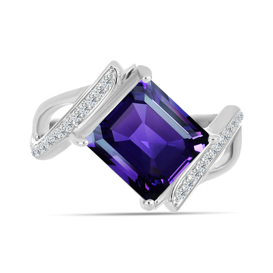 Anillo de Plata con Amatista de Marruecos y Topacio Blanco