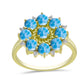 Anillo de Plata Bañada en Oro con Larimar y Topacio Blanco