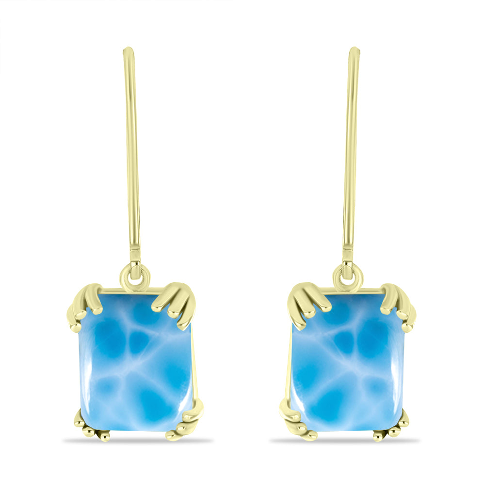 Pendientes de Plata Bañada en Oro con Larimar