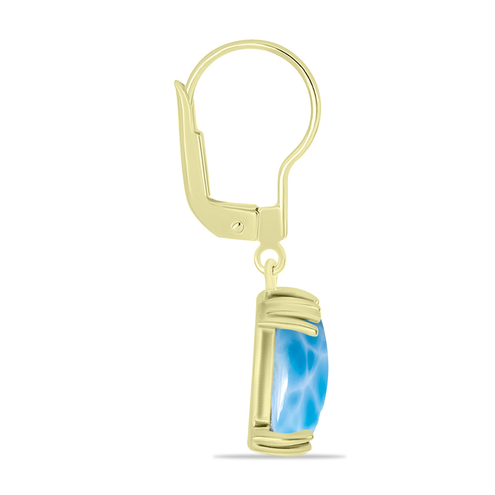Pendientes de Plata Bañada en Oro con Larimar 2 