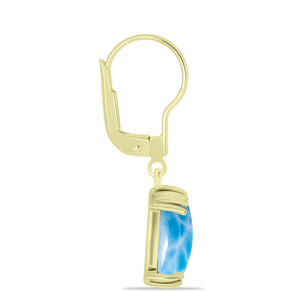 Pendientes de Plata Bañada en Oro con Larimar 4 