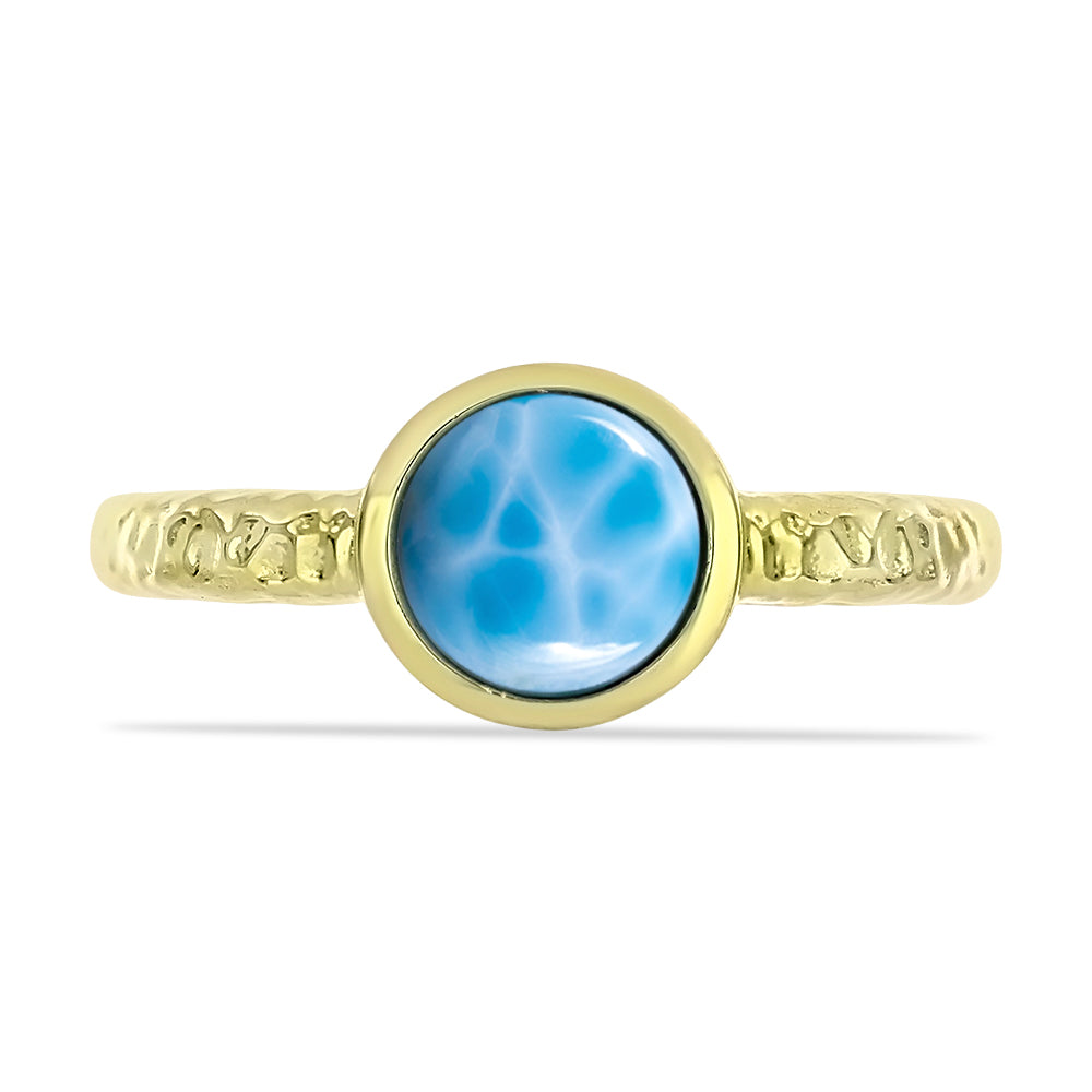 Anillo de Plata Bañada en Oro con Larimar