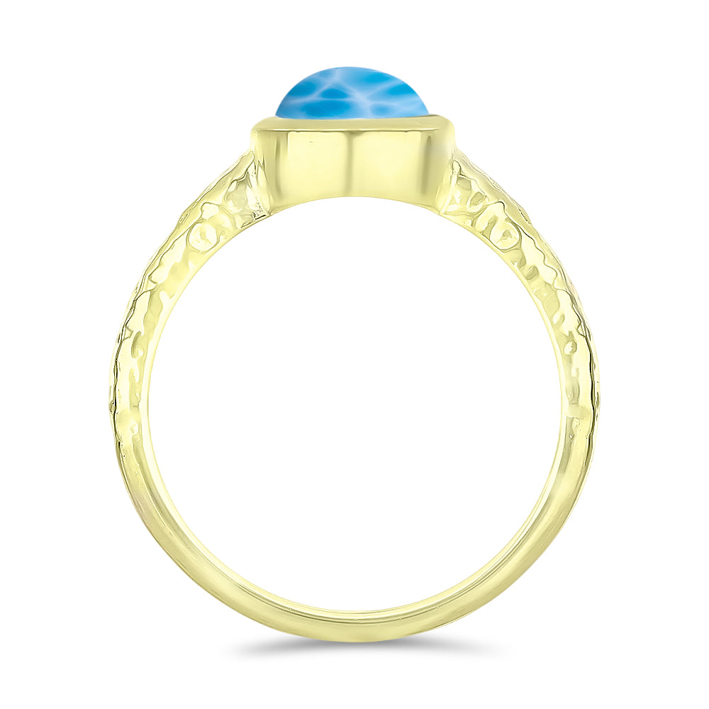 Anillo de Plata Bañada en Oro con Larimar