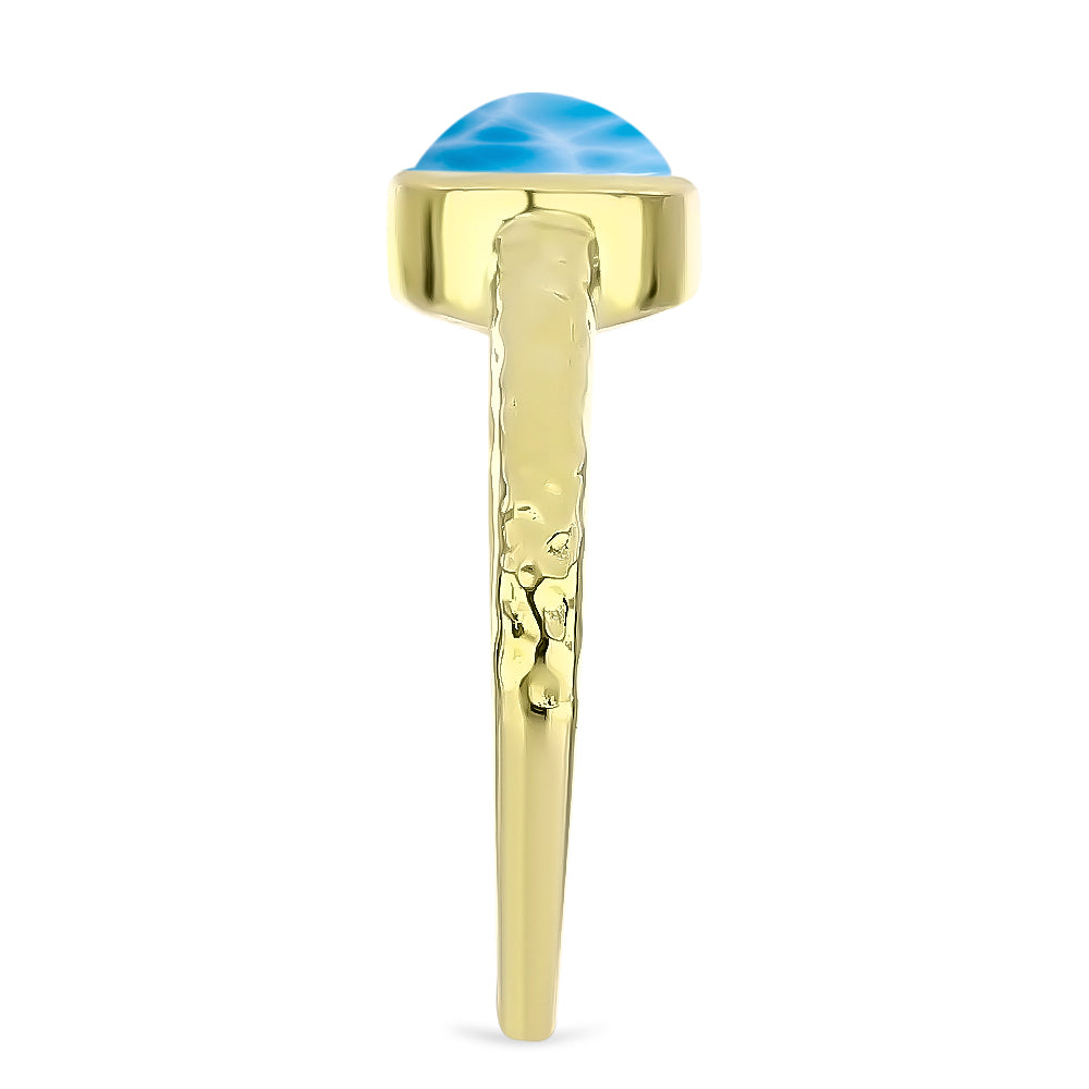 Anillo de Plata Bañada en Oro con Larimar