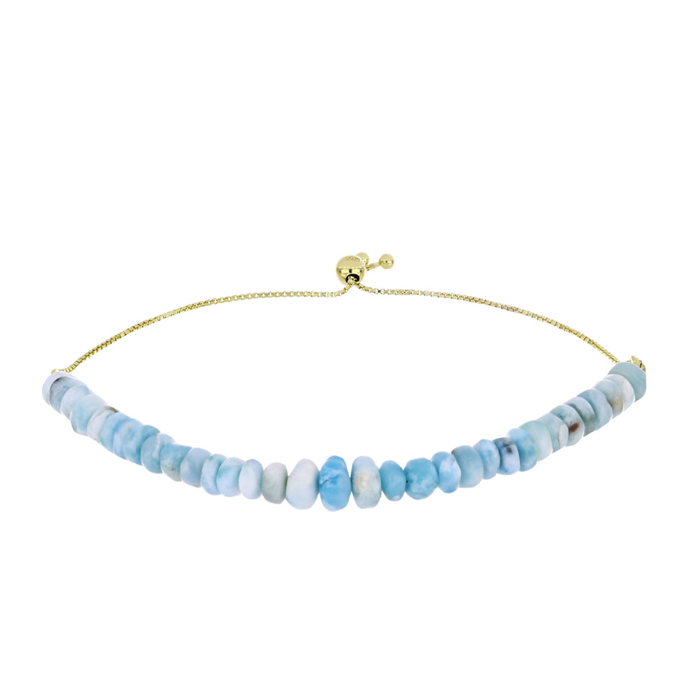Pulsera de Plata Bañada en Oro con Larimar 4 