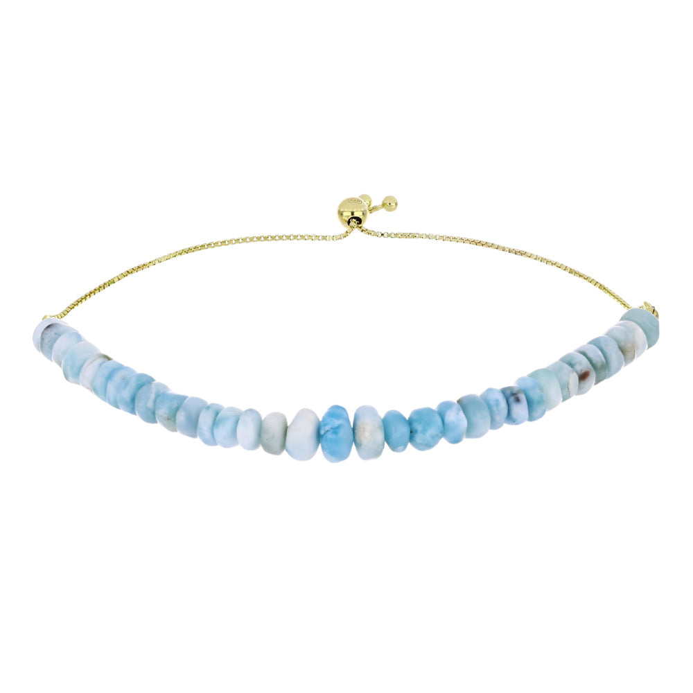Pulsera de Plata Bañada en Oro con Larimar 1 
