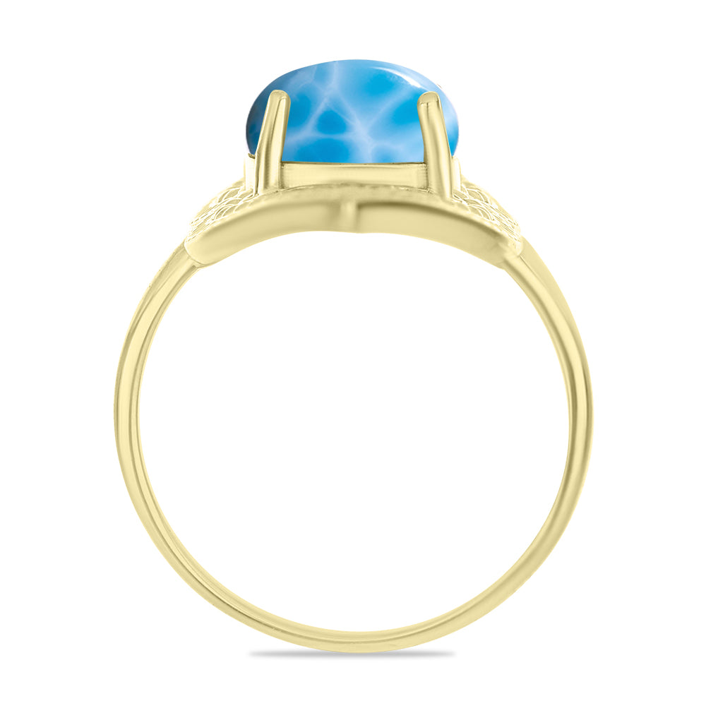 Anillo de Plata Bañada en Oro con Larimar 2 