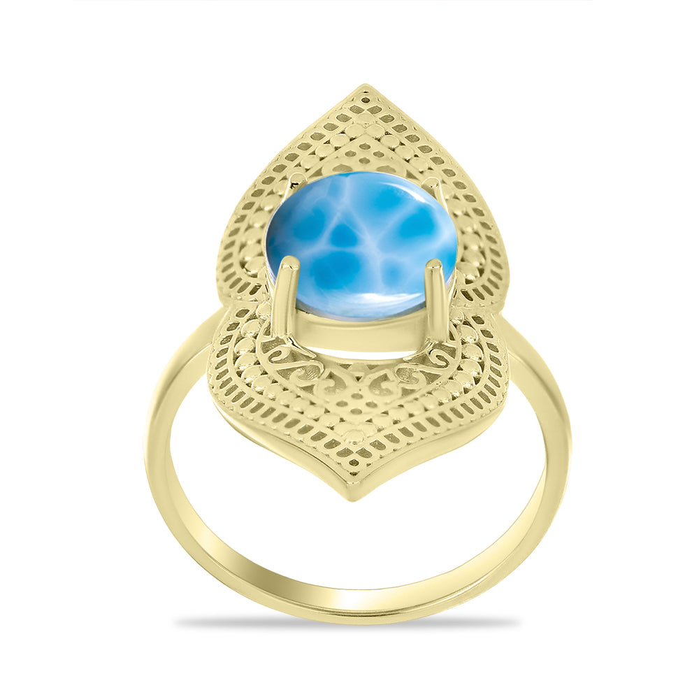 Anillo de Plata Bañada en Oro con Larimar 3 