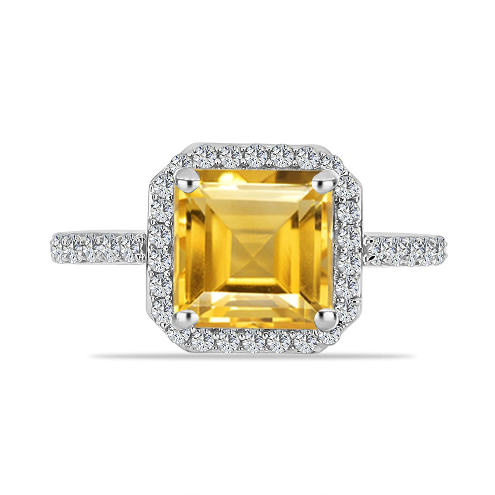 Anillo de Plata con Citrino de Río del Oro y Topacio Blanco 1 