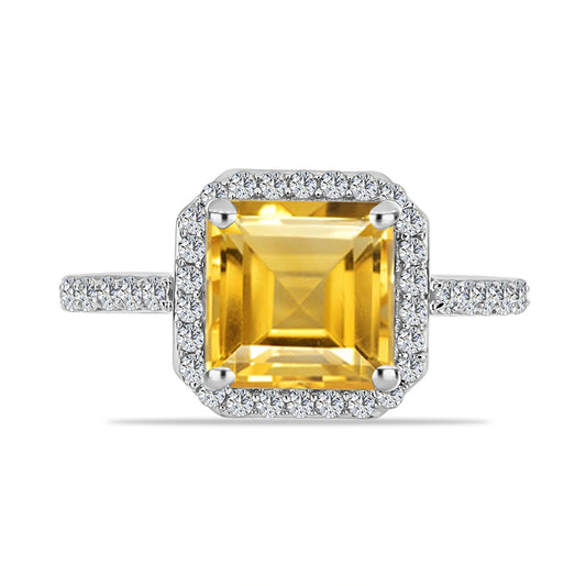 Anillo de Plata con Citrino de Río del Oro y Topacio Blanco
