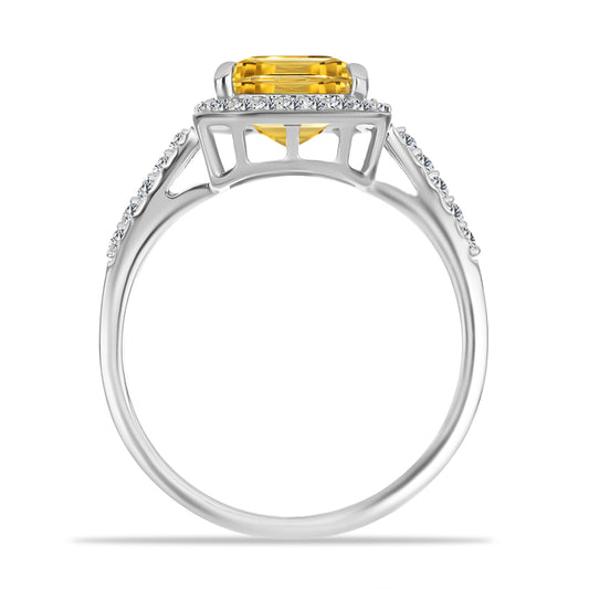 Anillo de Plata con Citrino de Río del Oro y Topacio Blanco
