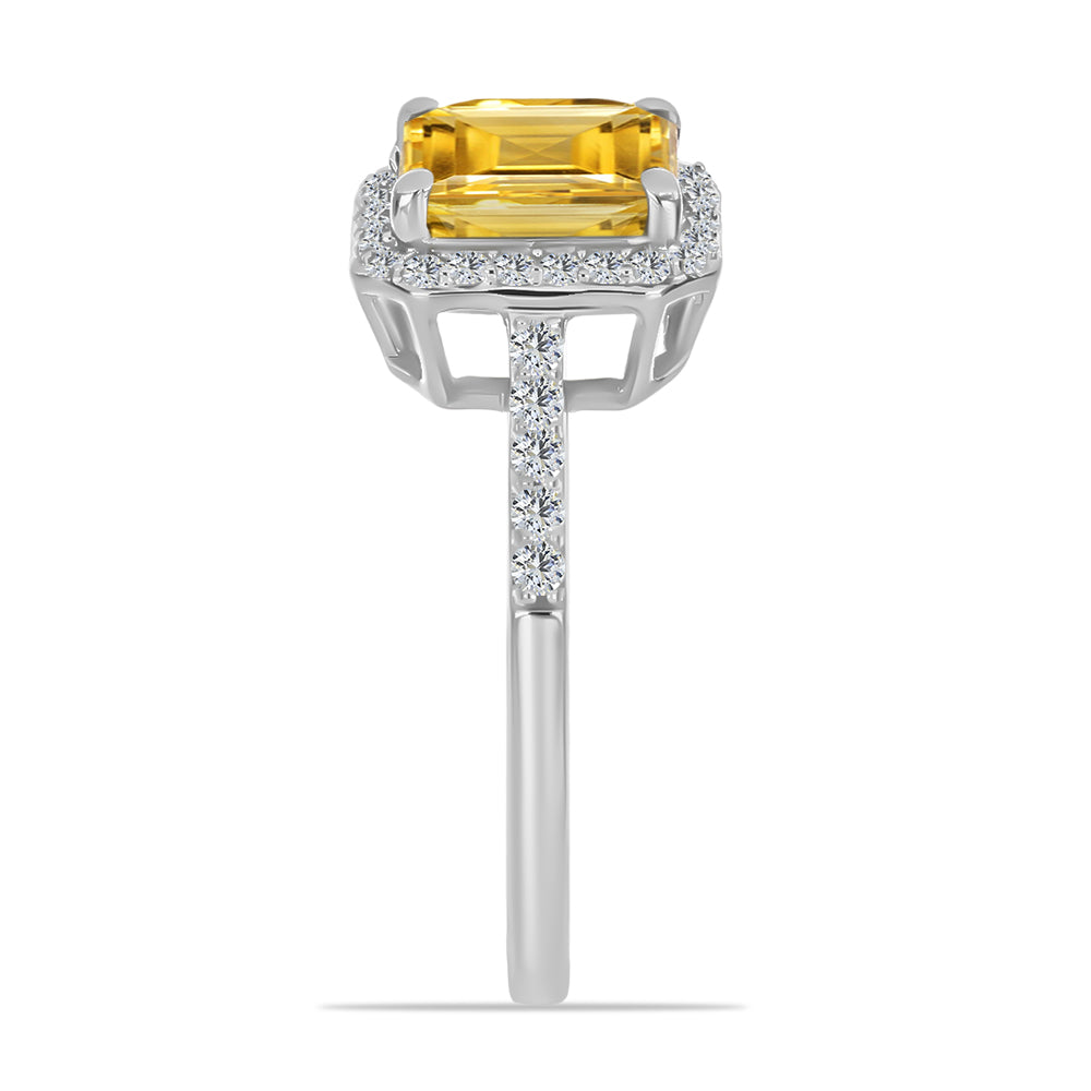 Anillo de Plata con Citrino de Río del Oro y Topacio Blanco 4 