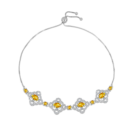 Pulsera de Plata con Citrino de Río del Oro y Topacio Blanco