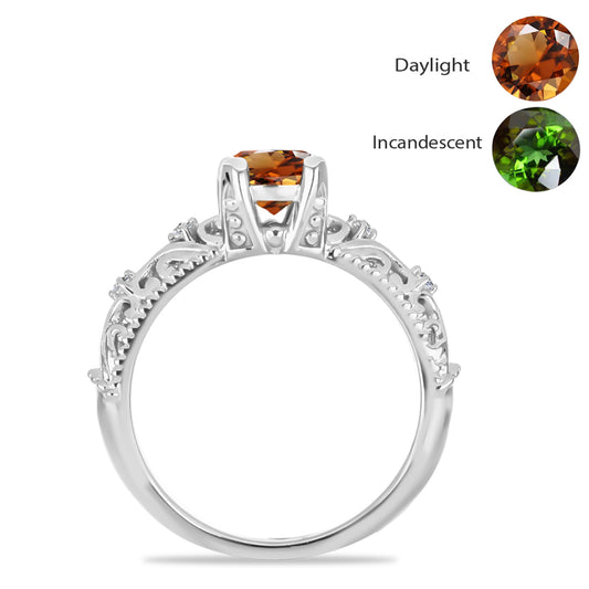 Anillo de Plata con Zultanita de Anatolia certificado y cultivado en laboratorio y Topacio Blanco